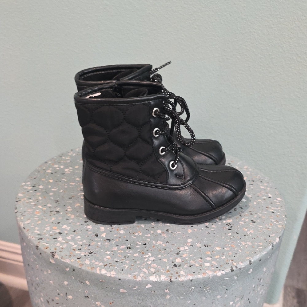 Kids Black Quilted Boots